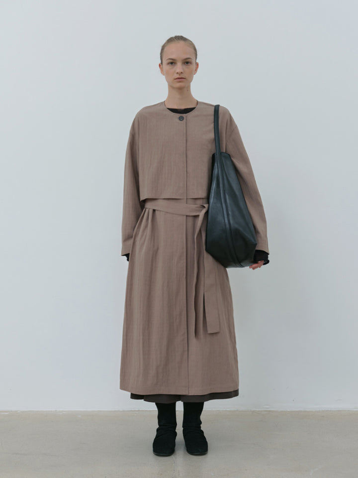 Moia layered trench coat (mocha beige)
