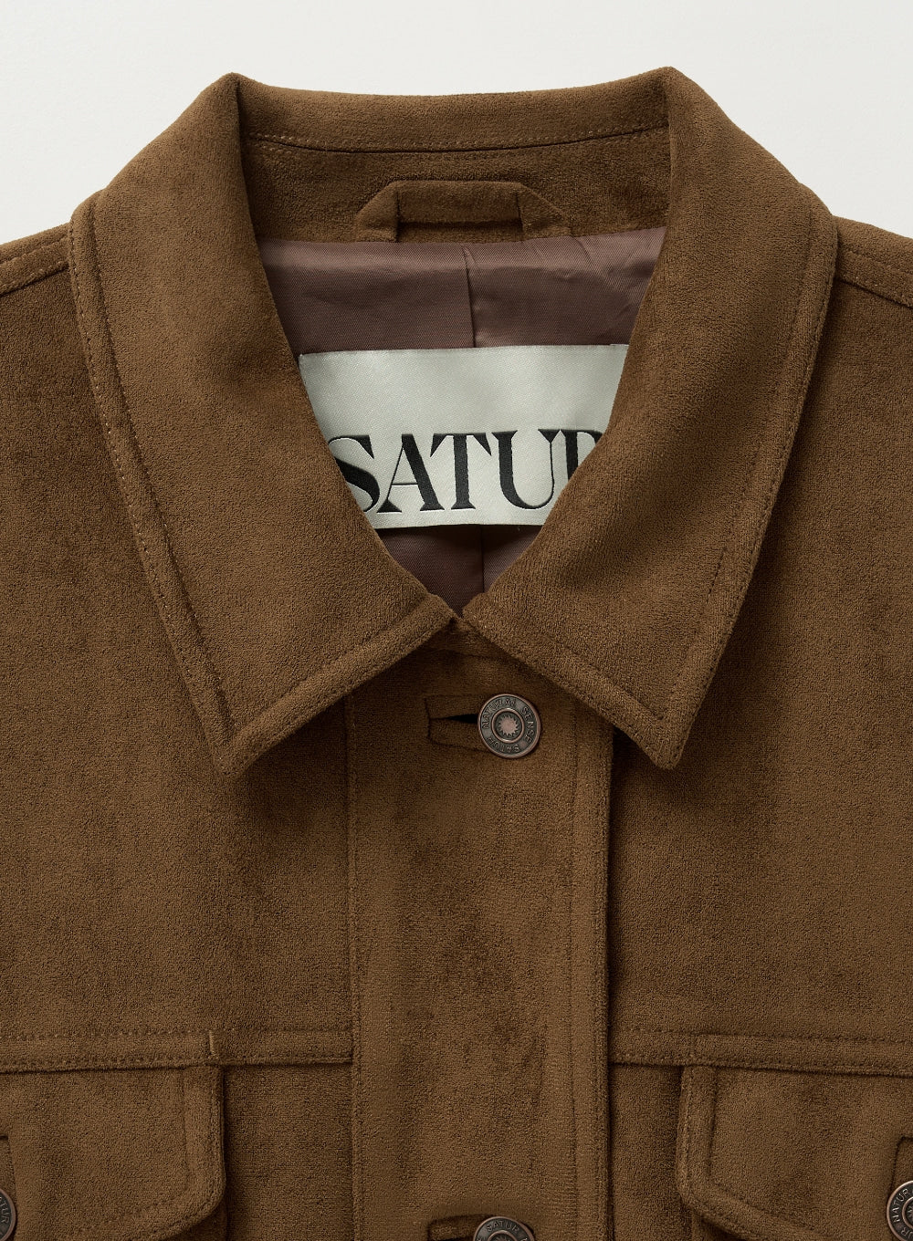 [satur] (W) Loose Fit Open Collar Jacket - Camel
