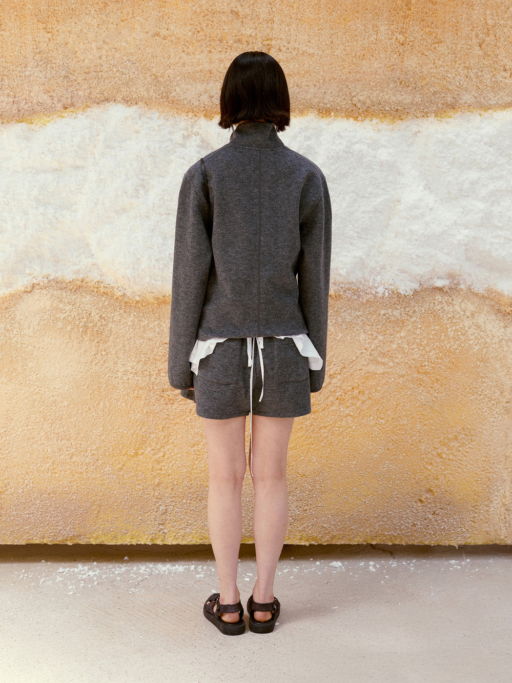 Low Classic Suede Stitch Fisherman Sandal Grey