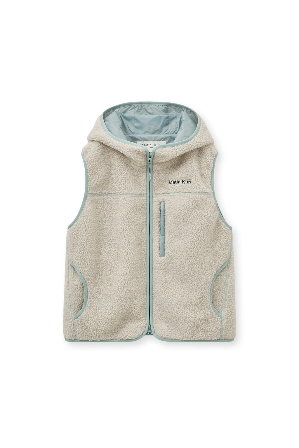 [matinkim] FLEECE HOODY VEST IN IVORY