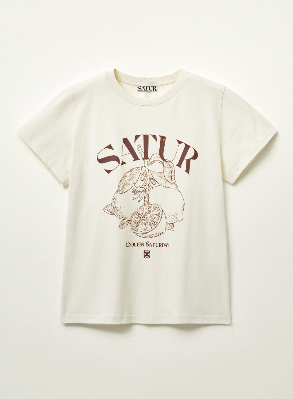 [satur] (W) Capri Citron Drawing Summer Graphic T-Shirt - Burgundy