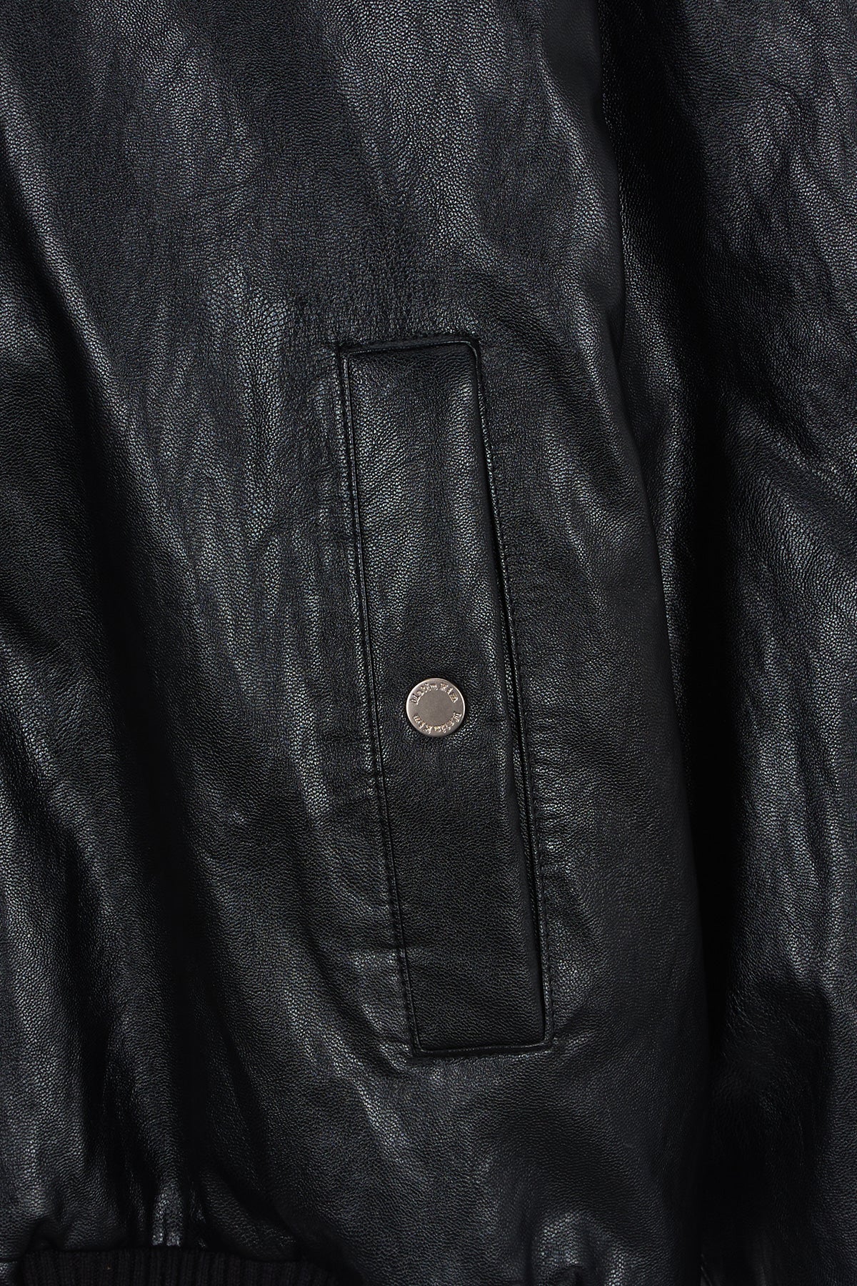 [matinkim] Faux Leather Zip UP Hoody IN Black