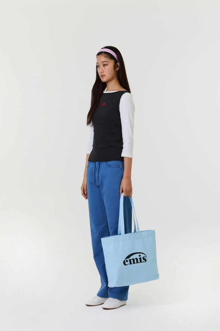 EMIS Logo Oxford Shoulder Bag-Pastel Blue