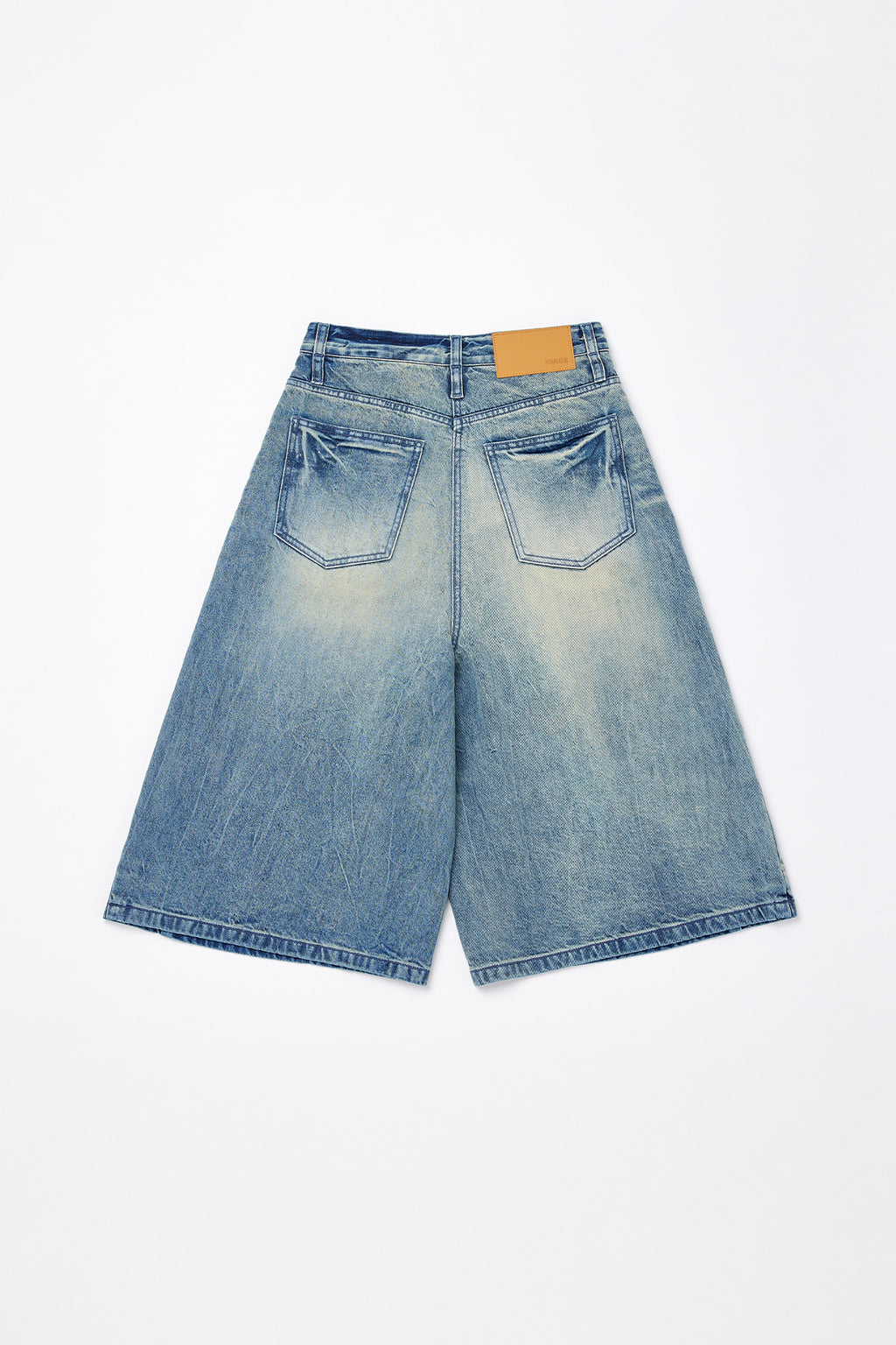 Matinkim Matin Kim Embo Washed Bermuda Denim Pants IN Light Blue