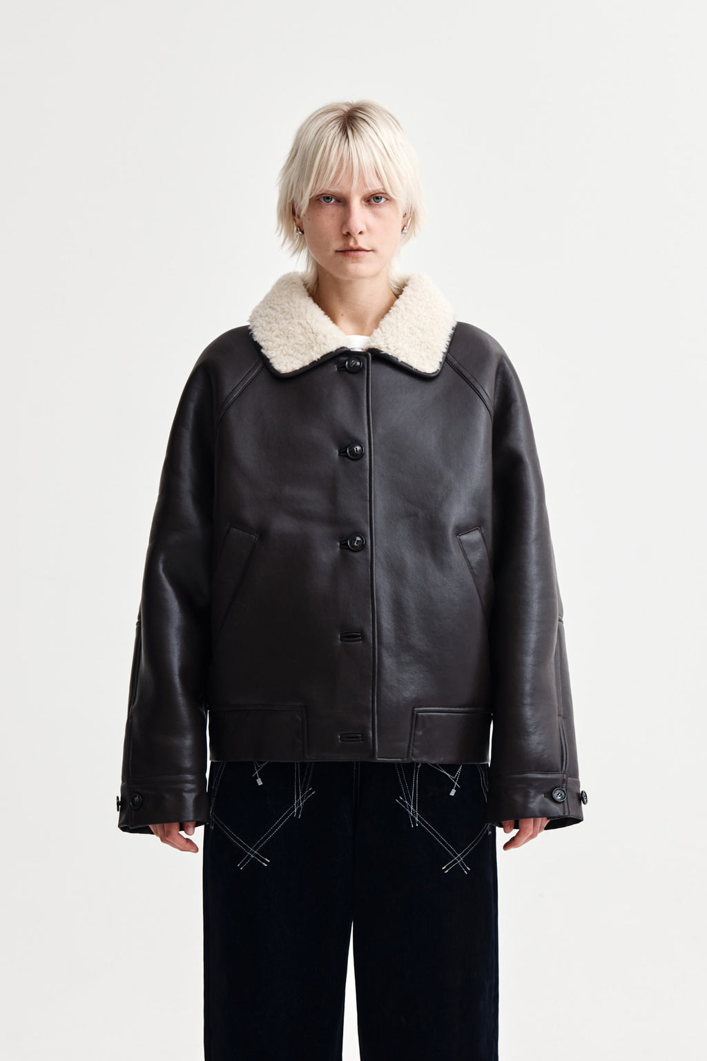 Matinkim Fur Collar Mustang Jumper IN Dark Brown