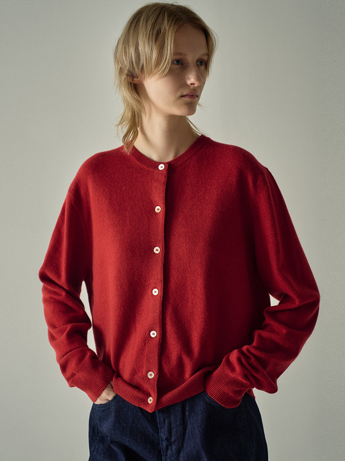 Facade Pattern Cashmere Essential Cardigan red