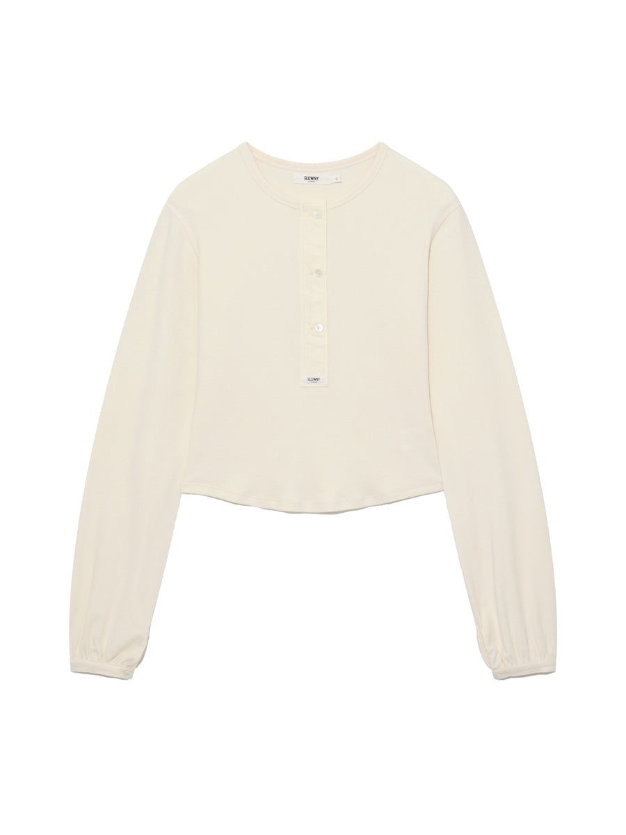 GLOWNY G Plain Henley Long Sleeve (Ivory)