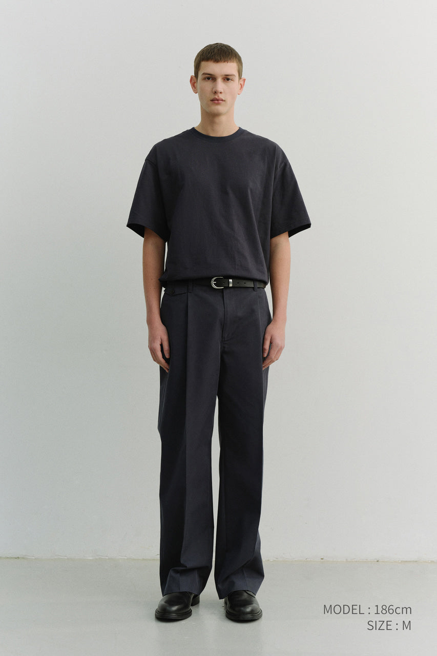 Dunst Pleated Chino Slacks Navy