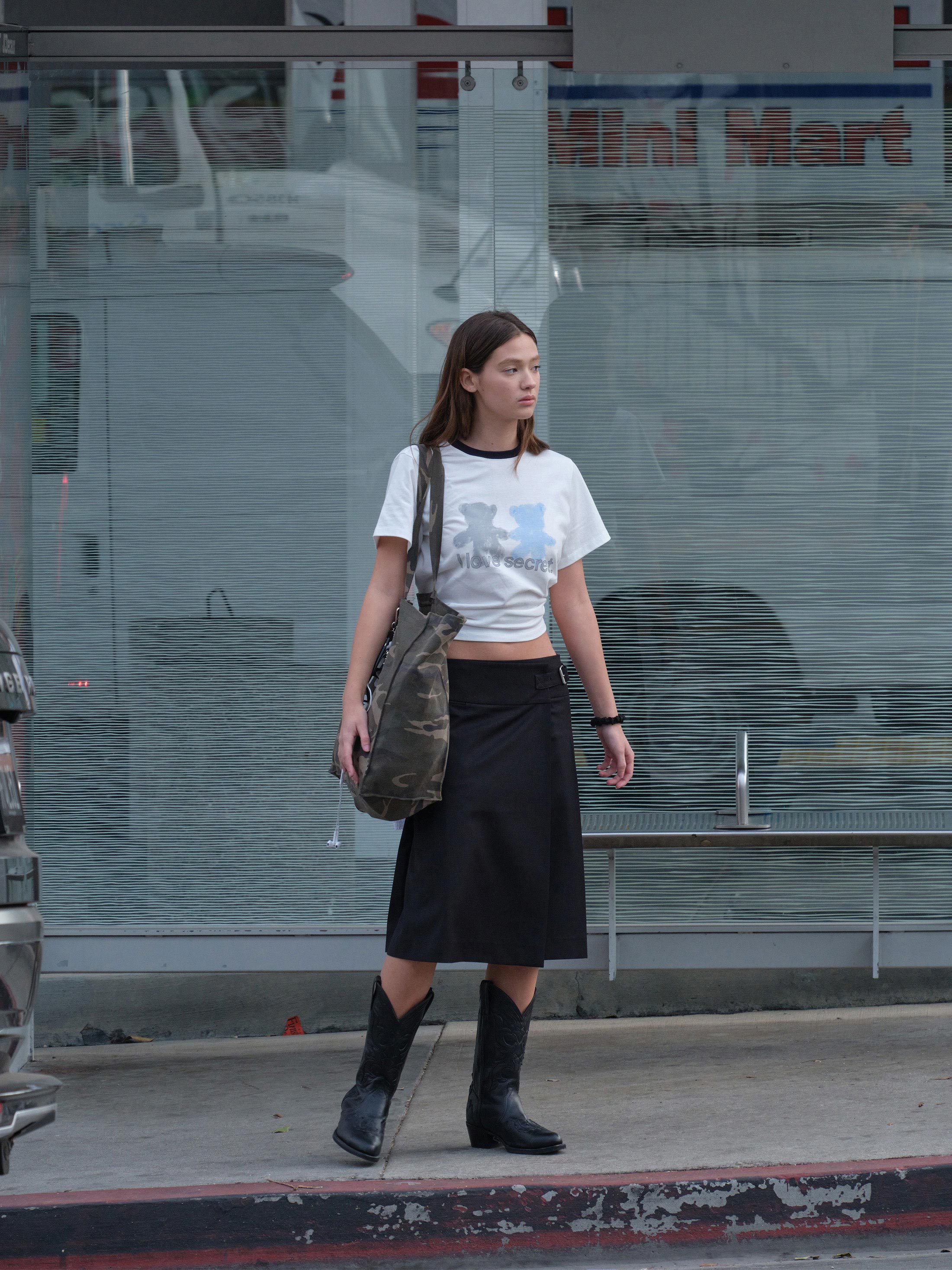 [Low Classic] Pleats Wrap Skirt_Black