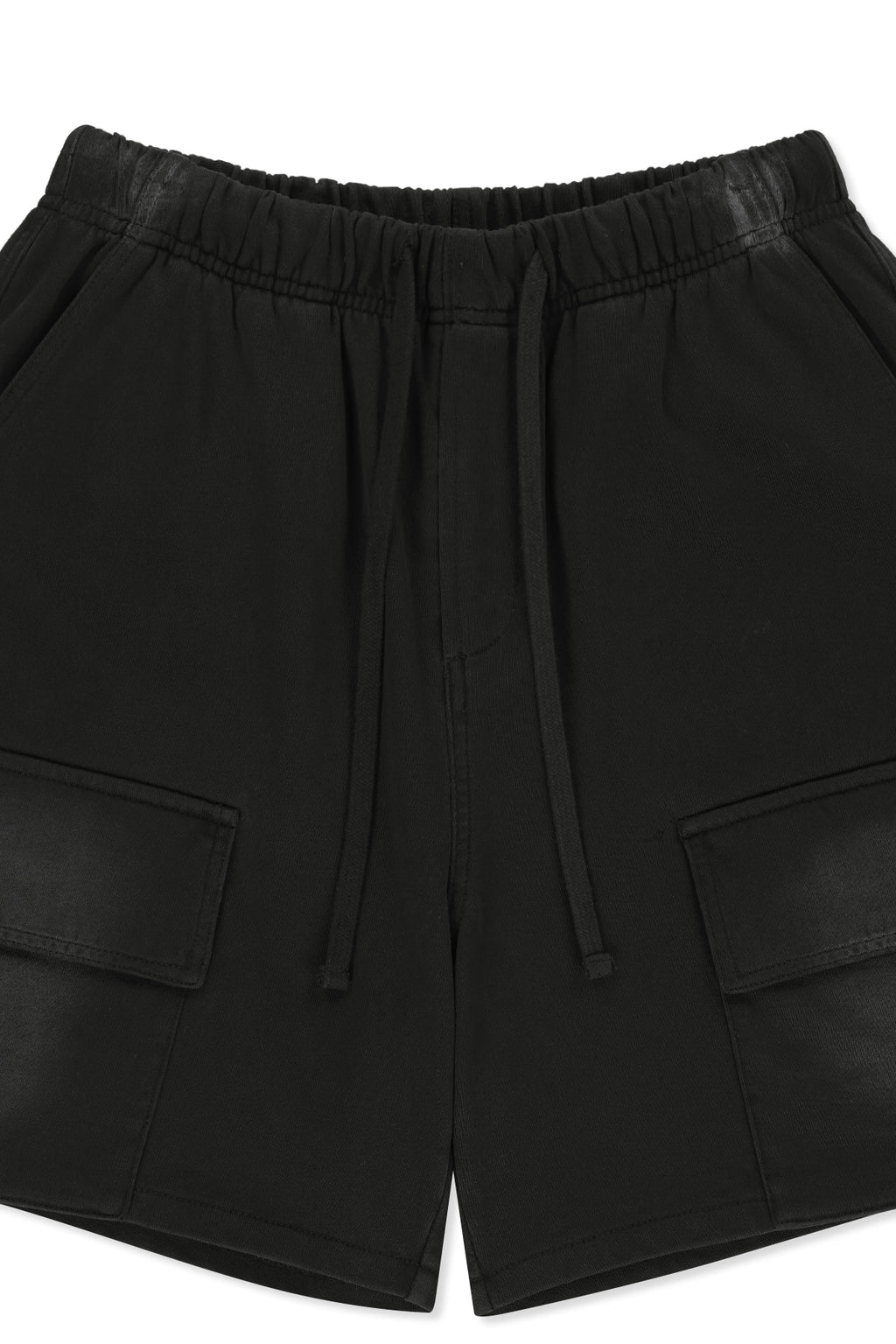 Matinkim Vintage Washed Terry Cargo Shorts IN Black
