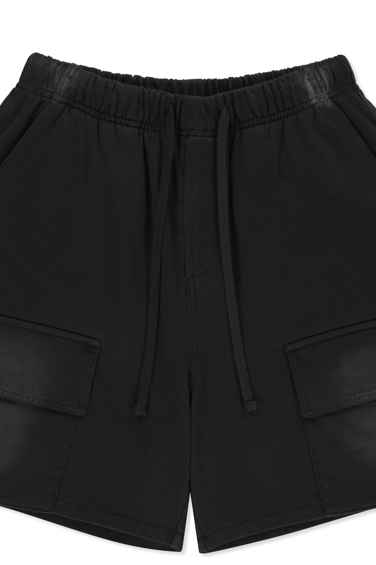Matinkim Vintage Washed Terry Cargo Shorts IN Black