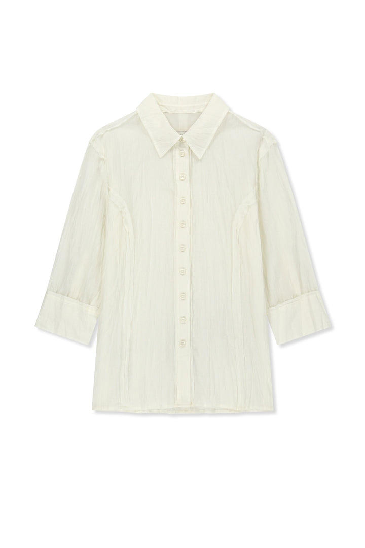 Matinkim Raw Edge Crinkle Blouse In Cream