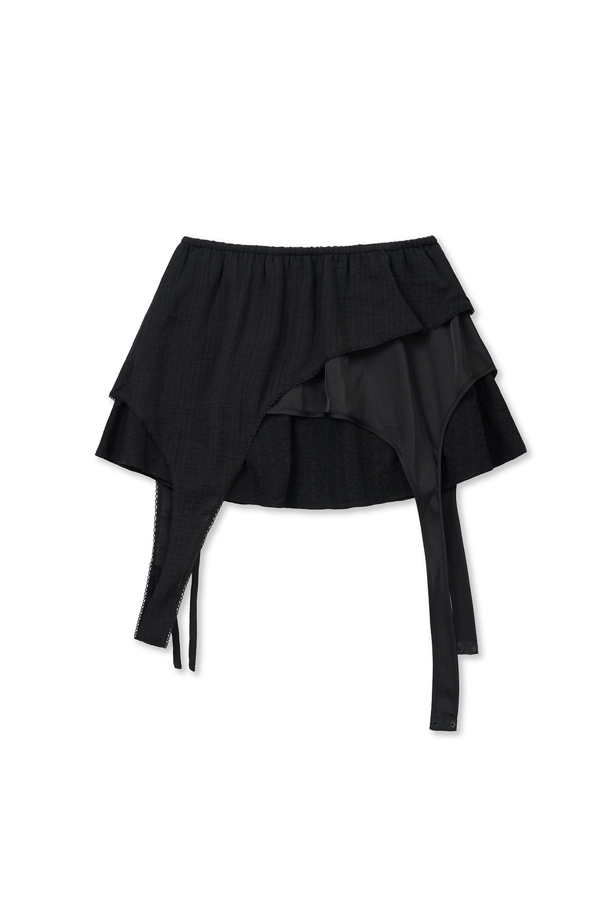[matinkim] MULTI PANEL LAYERED SKIRT IN BLACK