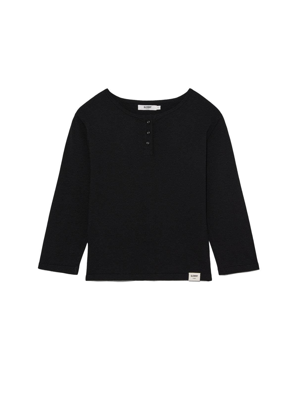GLOWNY 3/4 Button Fly Knit Tee (Black)