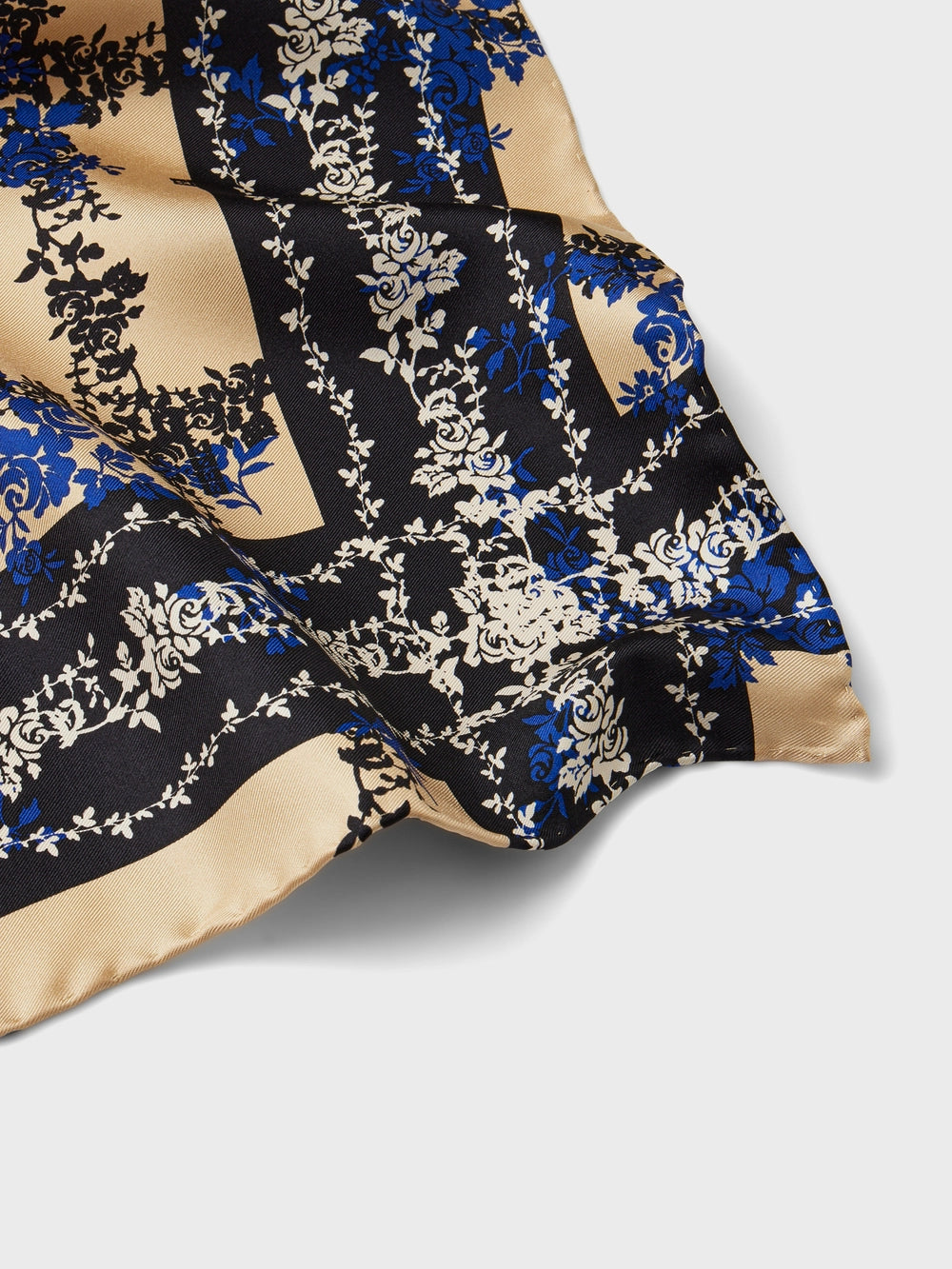 EENK Printed Silk Scarf - Check Beige
