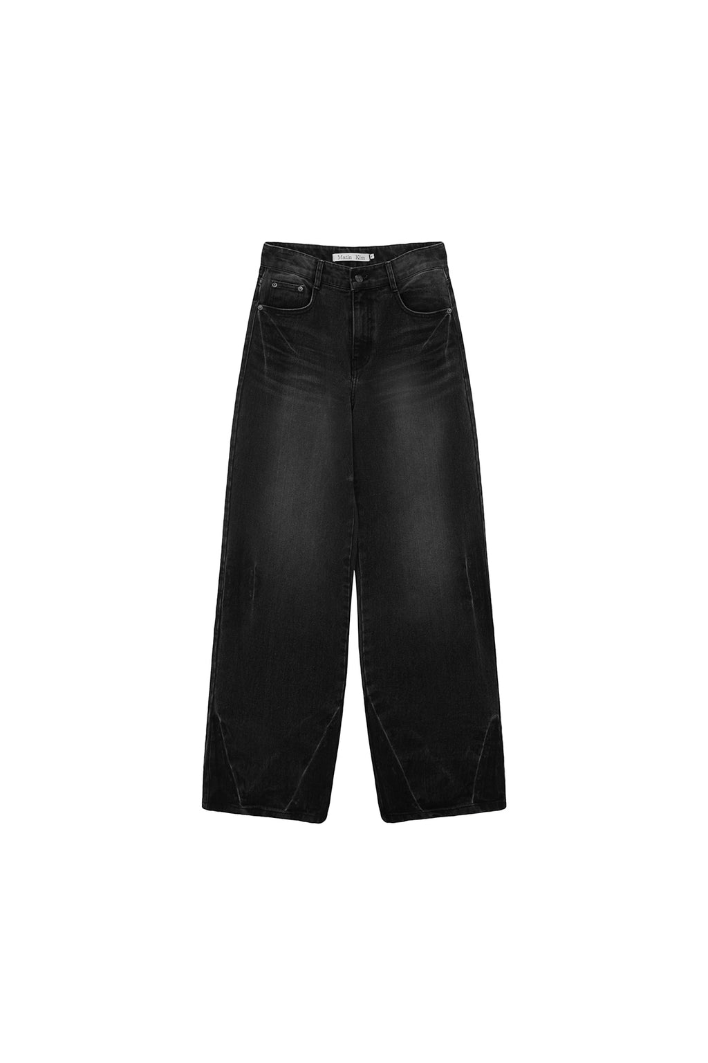 [matinkim] HEM WASHED POINT DENIM PANTS IN BLACK
