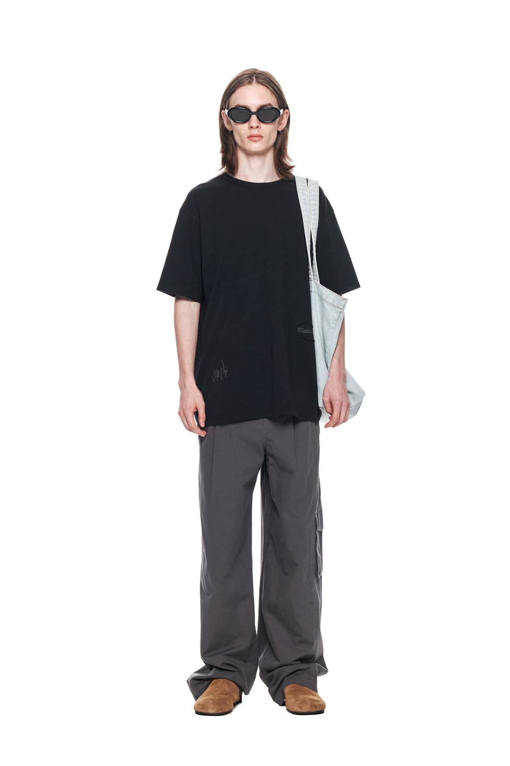 Matinkim Asymmetric Chino Trouser For Men IN Charcoal