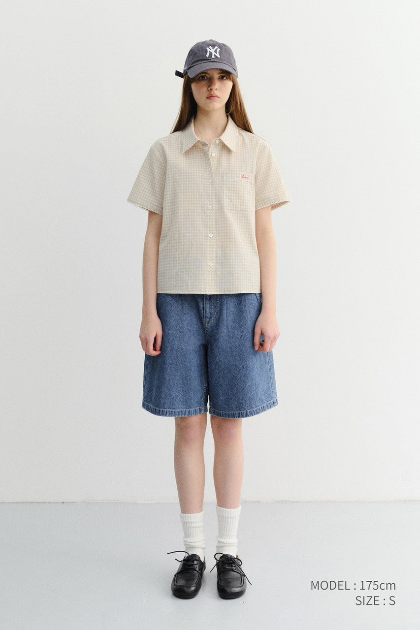 Dunst Unisex Linen Denim Shorts Classic Blue