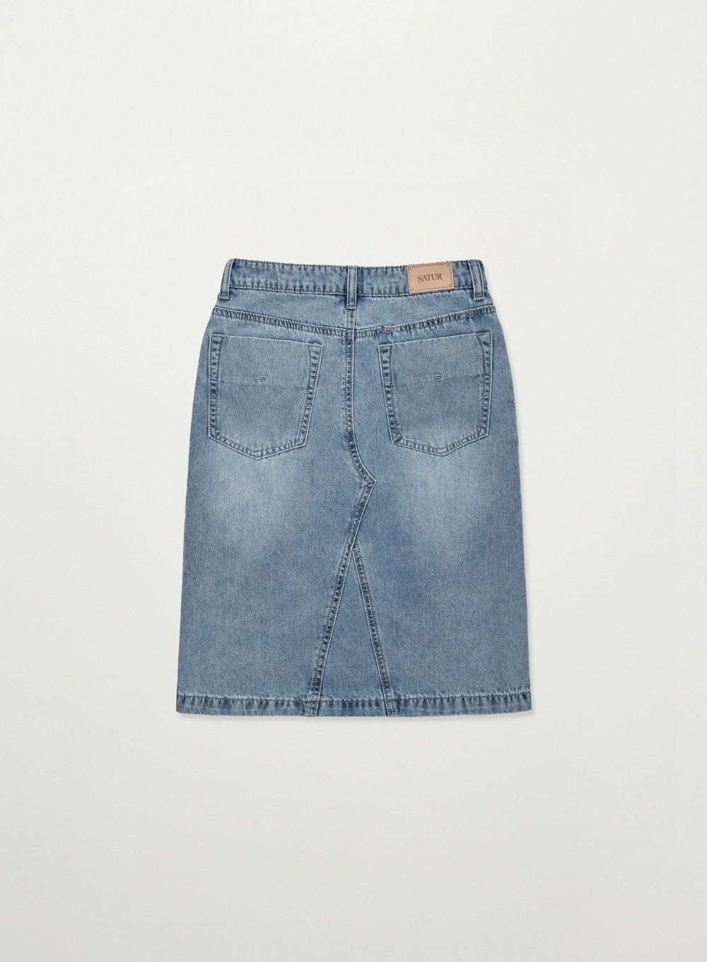 satur (W) Washed Denim Midi Skirt - Blue - View 5