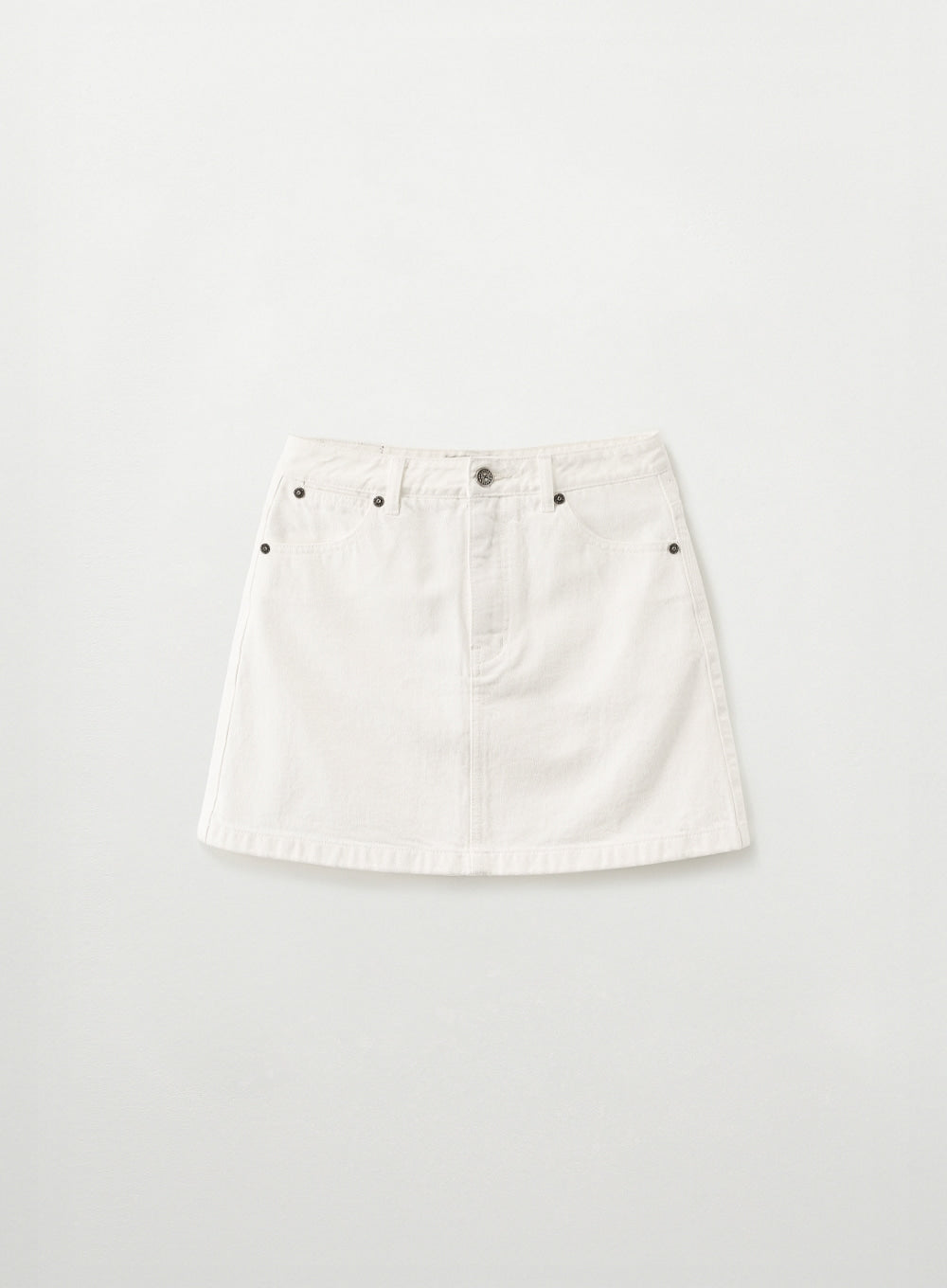 [SATUR] Classic Denim Mini Skirt - White