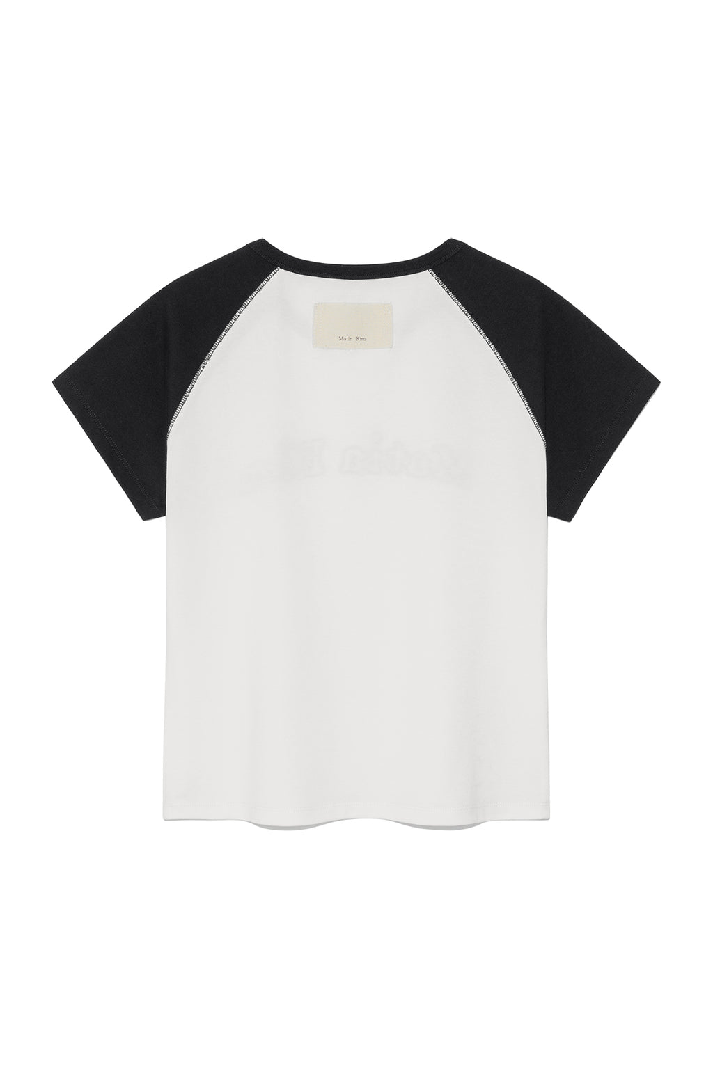 [matinkim] FLOWER STITCH RAGLAN LOGO TOP IN BLACK