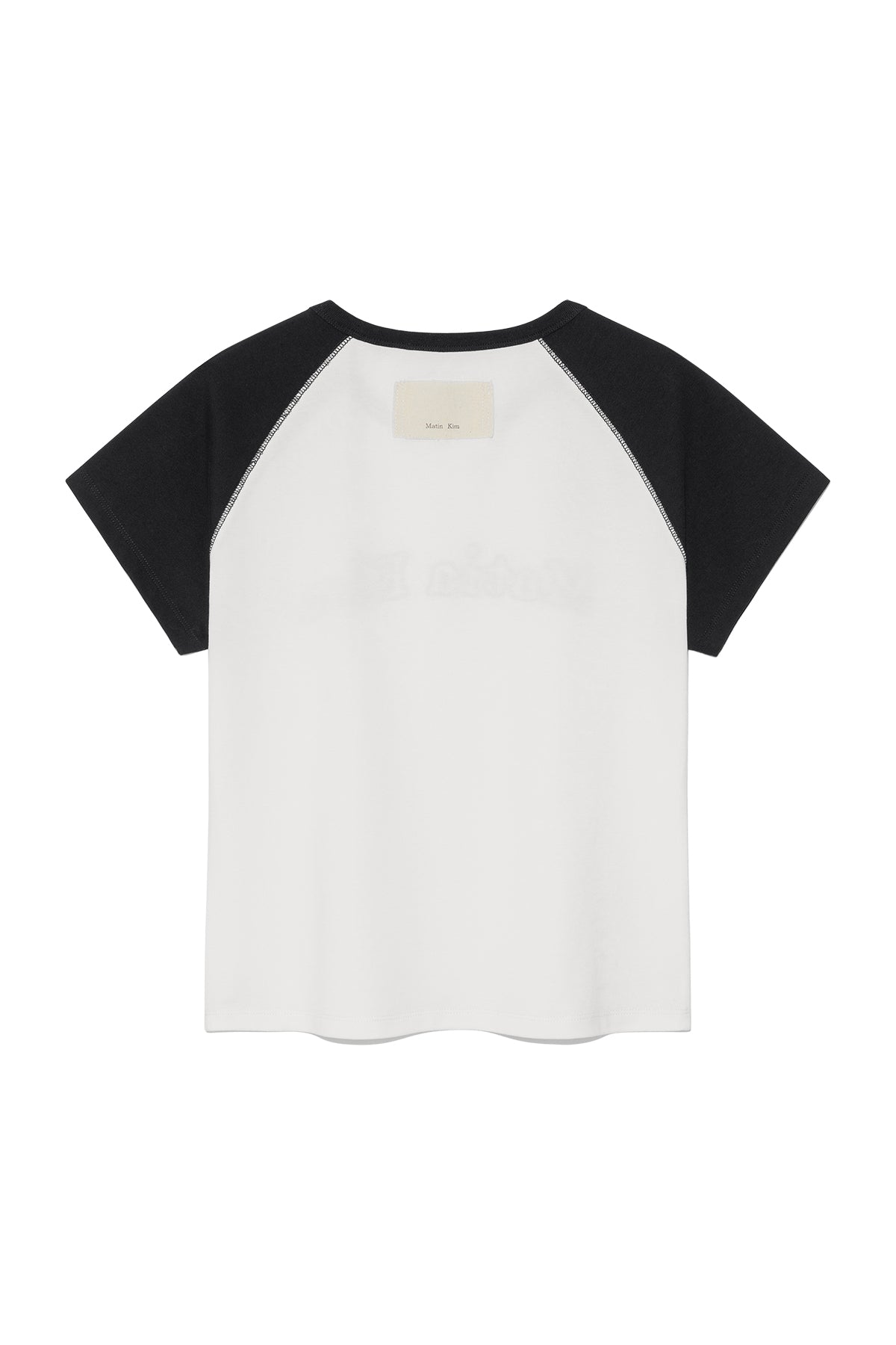 [matinkim] FLOWER STITCH RAGLAN LOGO TOP IN BLACK