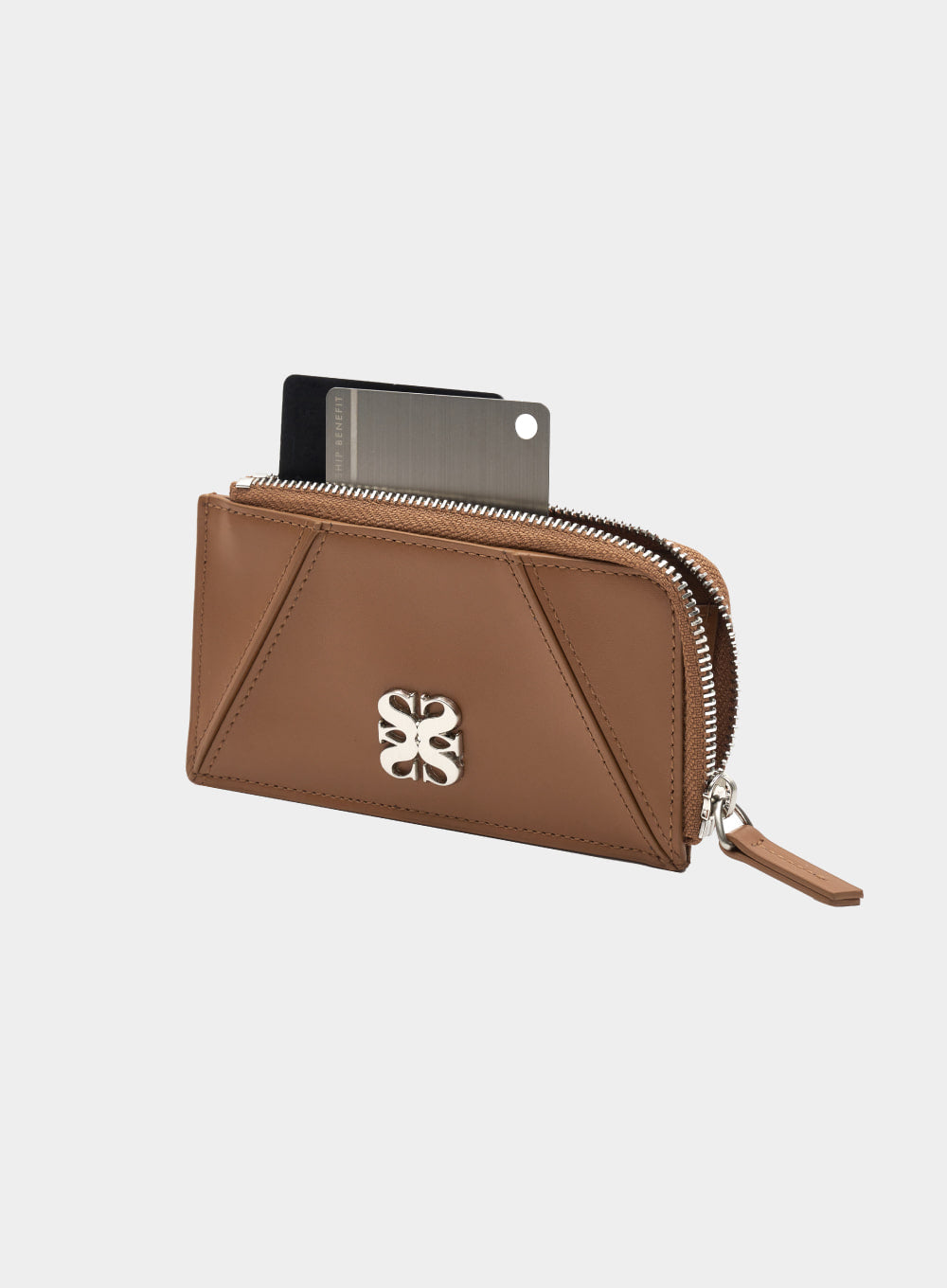 [satur] Riga Zip Leather Wallet - Saddle Brown
