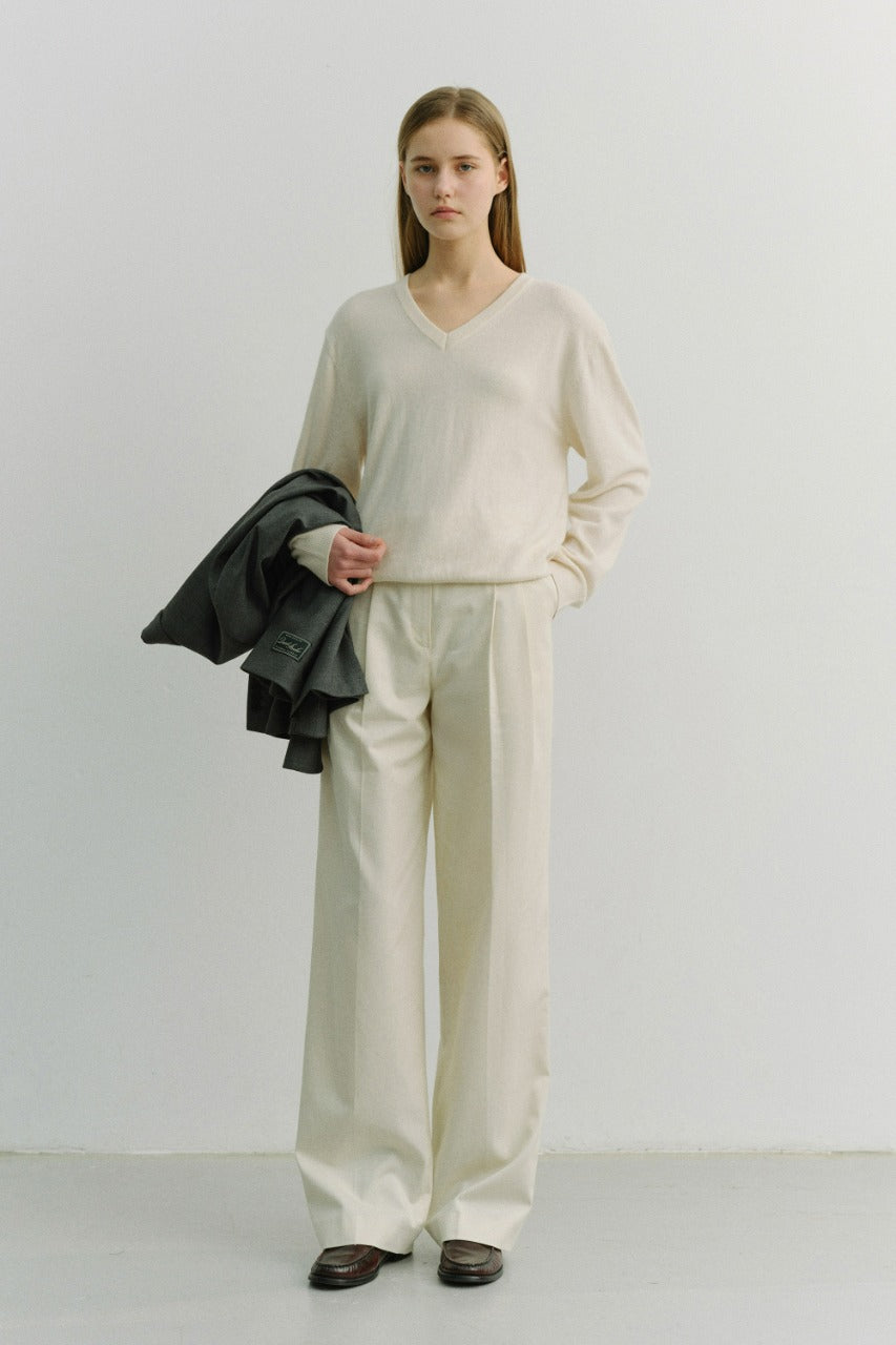 Dunst Double Pleated Chino Slacks Ivory