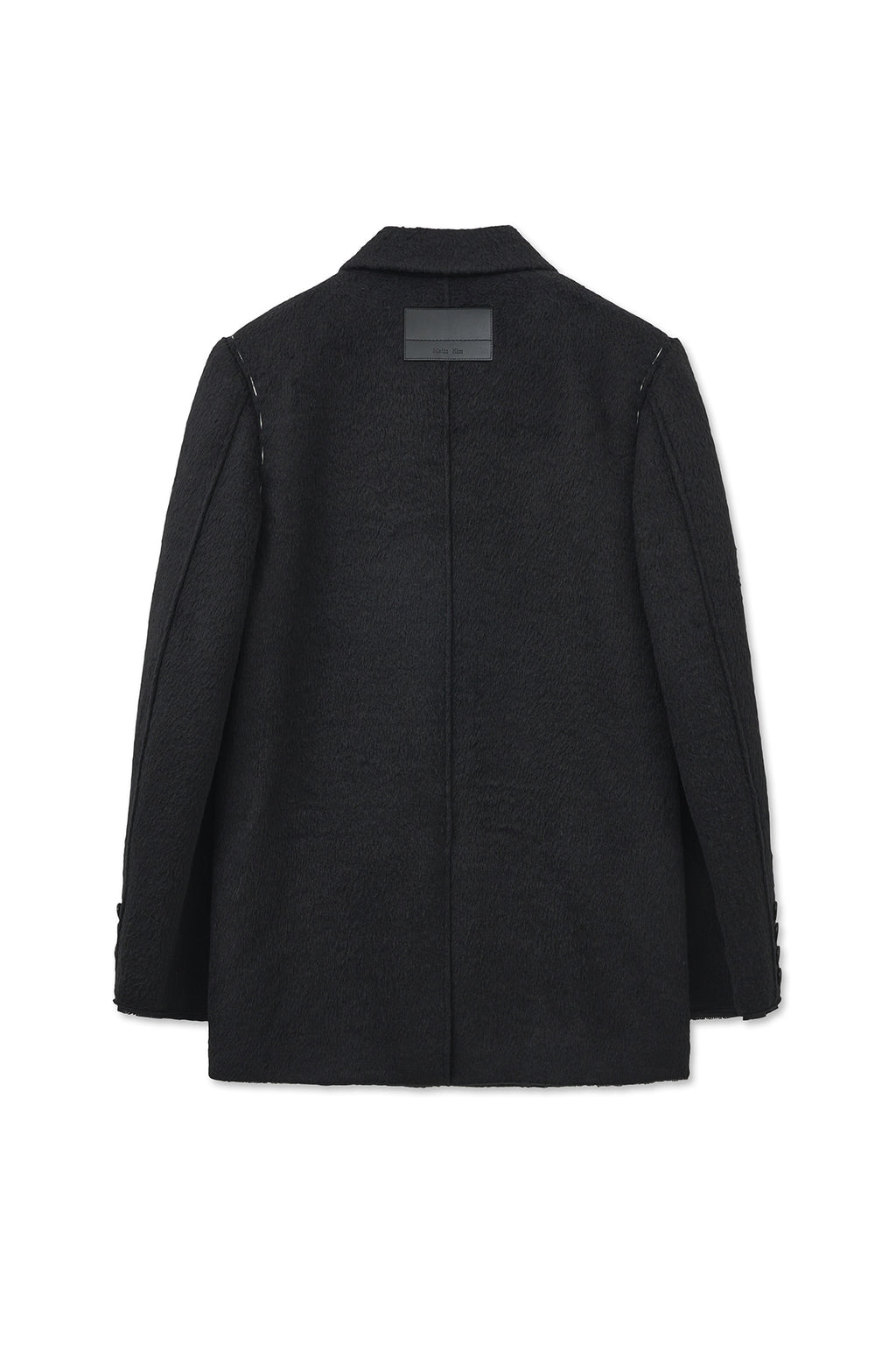[matinkim] HAIRY OVERFIT STITCH SINGLE JACKET IN BLACK