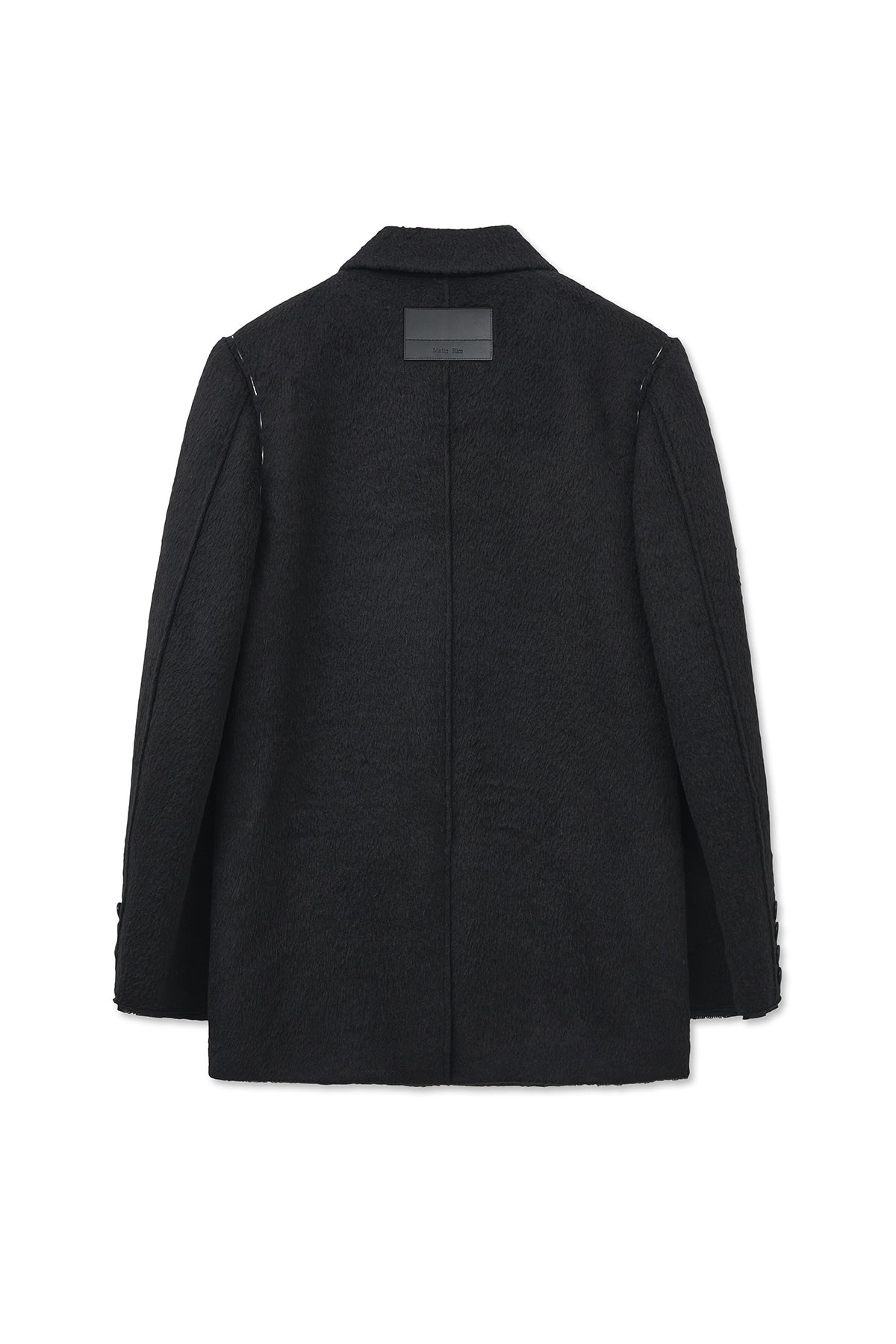 [matinkim] HAIRY OVERFIT STITCH SINGLE JACKET IN BLACK