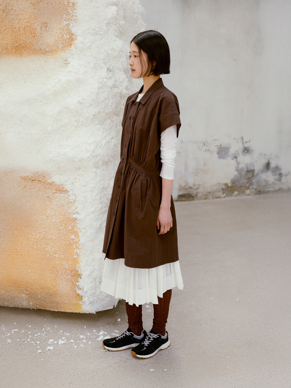 [Low Classic] Flared Mini Dress_Brown