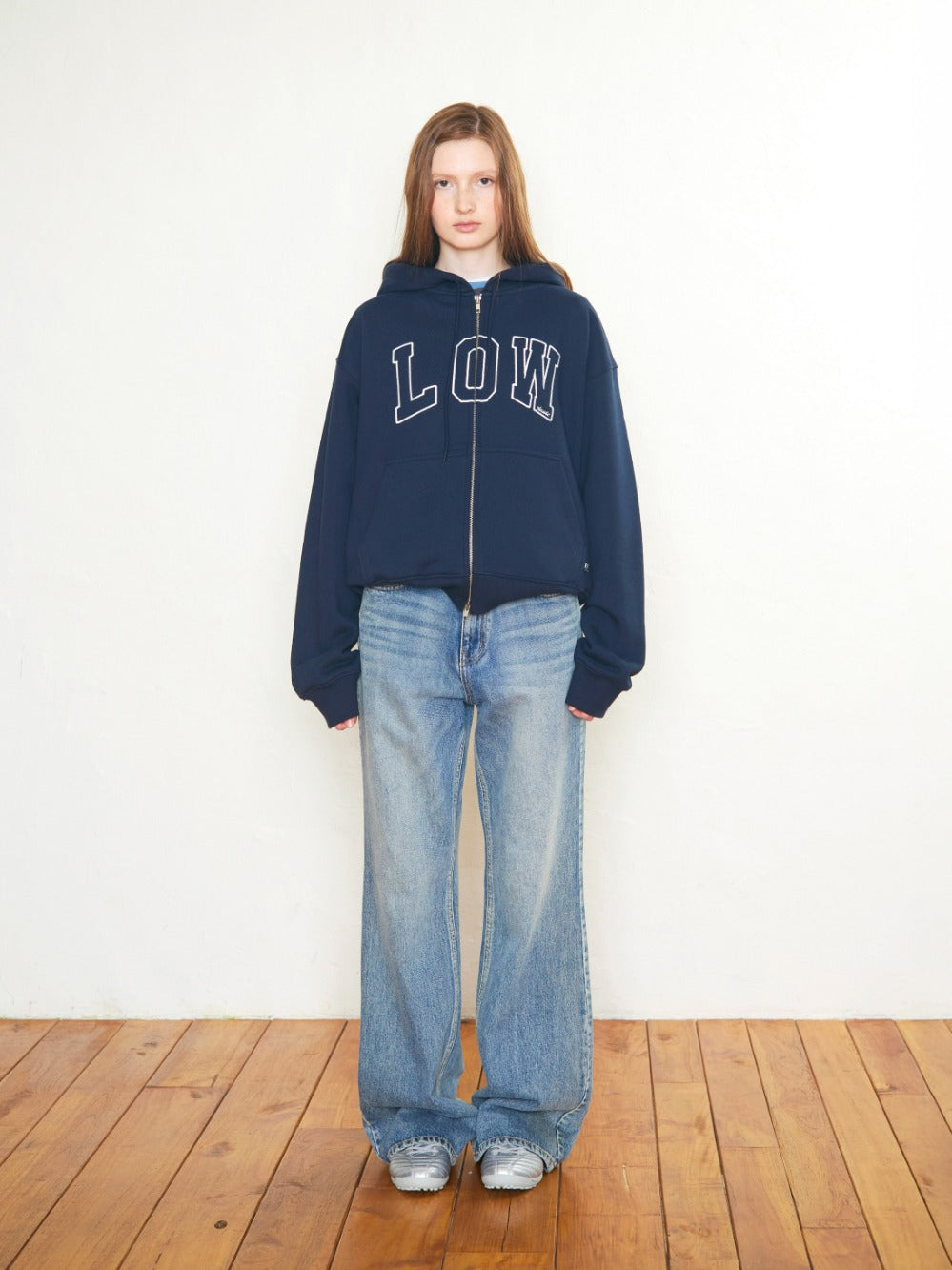 Low Classic Low Napping Sweat Zip-Up Hoodie Navy