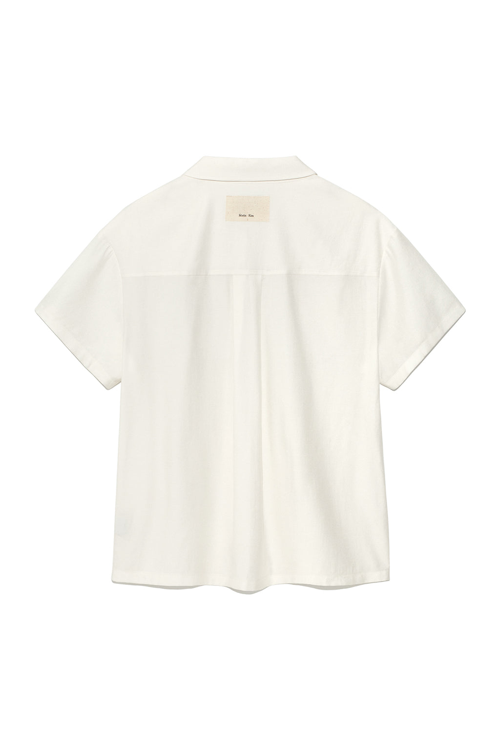 [matinkim] UNBALANCE COLLAR HALF SHIRT IN IVORY