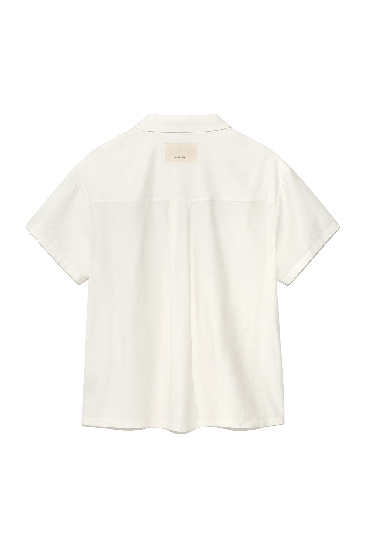 [matinkim] UNBALANCE COLLAR HALF SHIRT IN IVORY