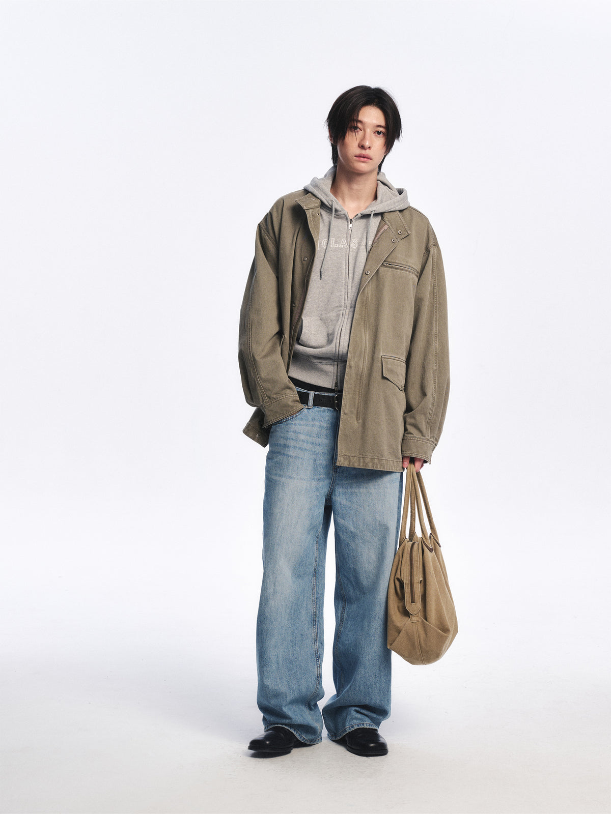 Low Classic Washed Cotton Utility Jacket Khaki