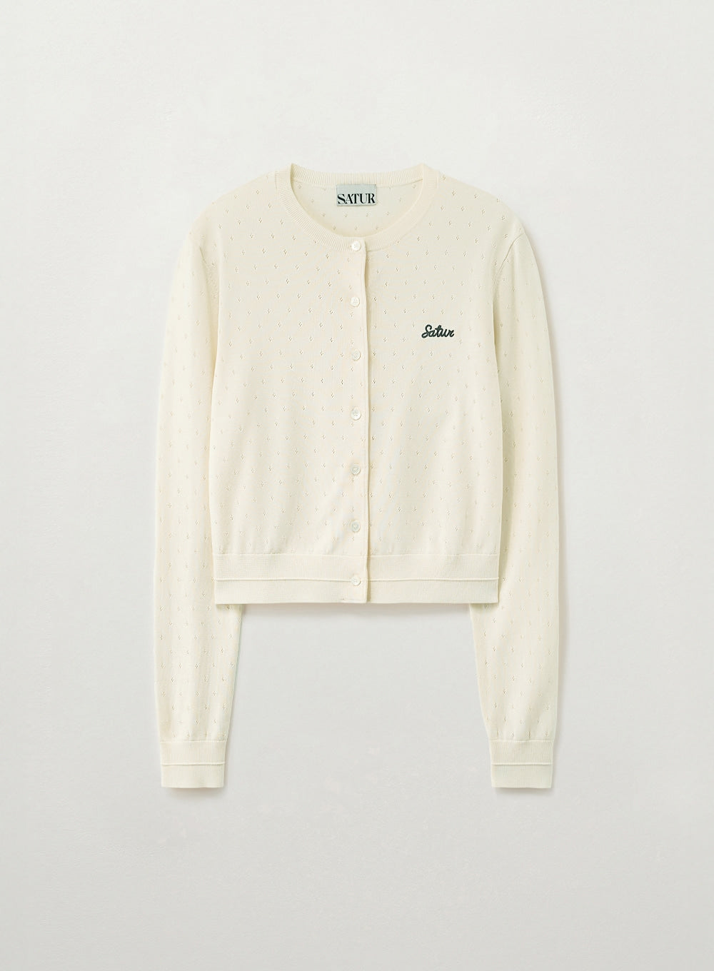 Satur Pointel Crewneck Cardigan - Cream