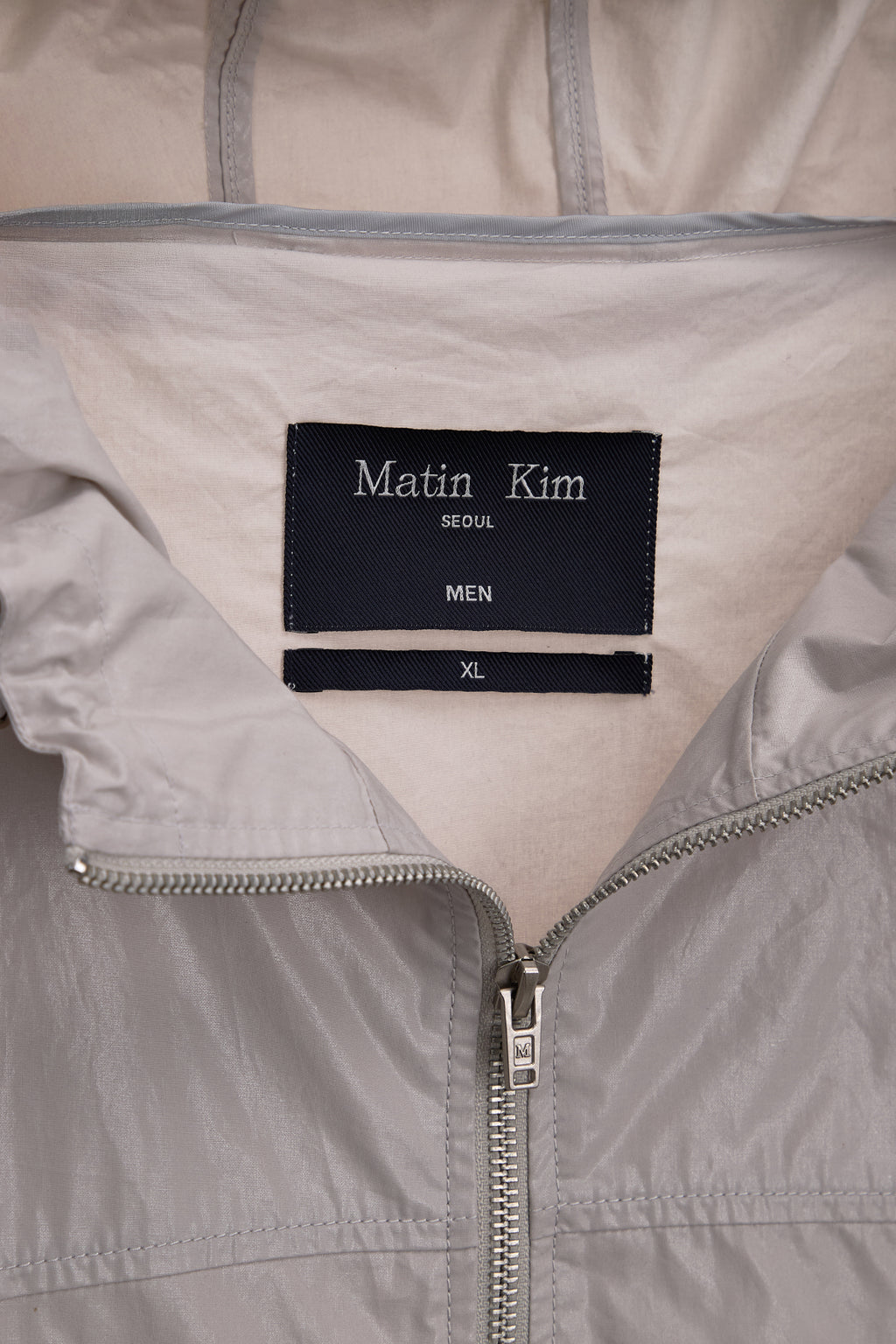 [matinkim] MATIN HIGH NECK HOODY COATING JUMPER FOR MEN IN LIGHT GREY
