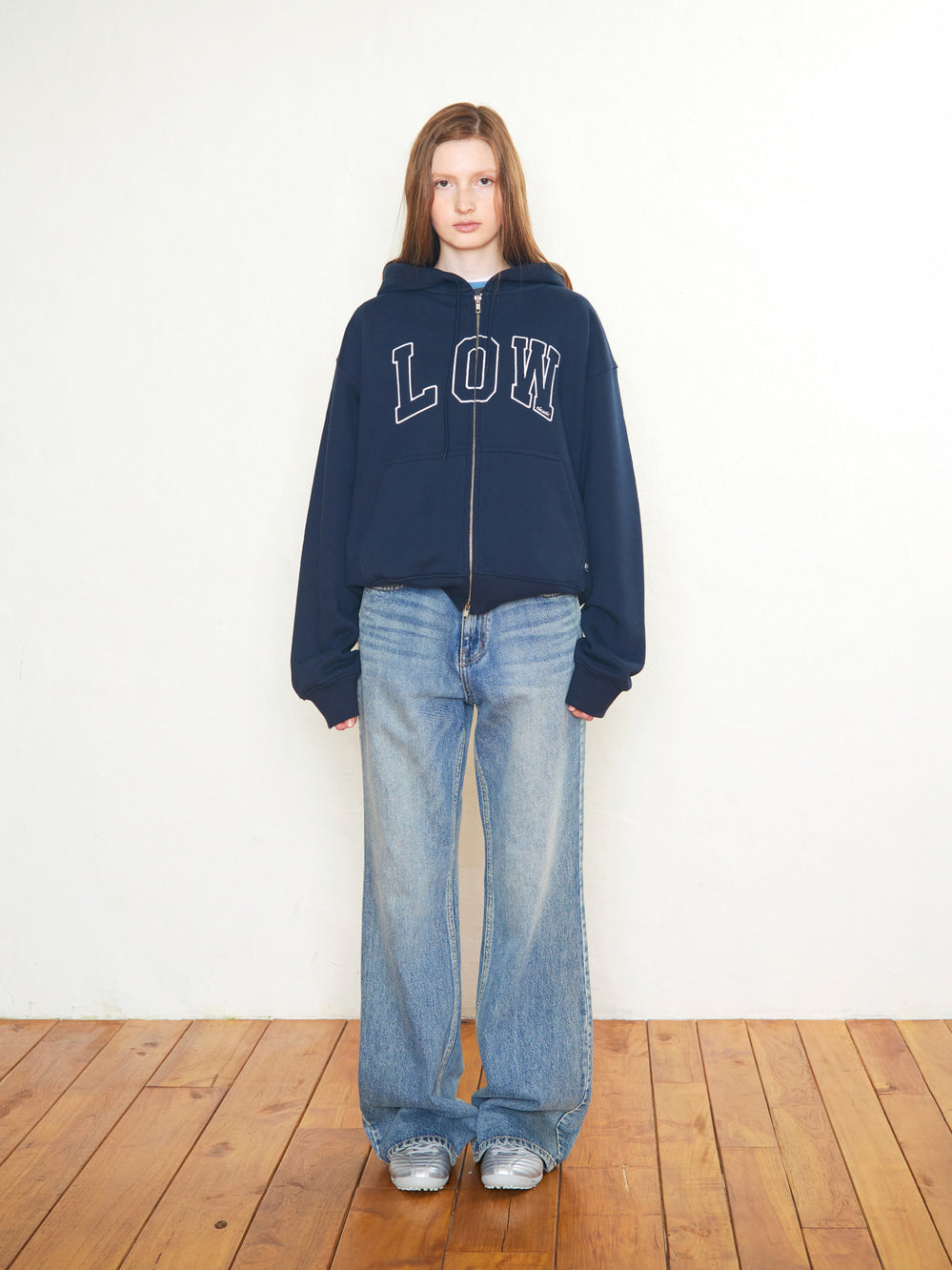 Low Classic Low Napping Sweat Zip-Up Hoodie Navy