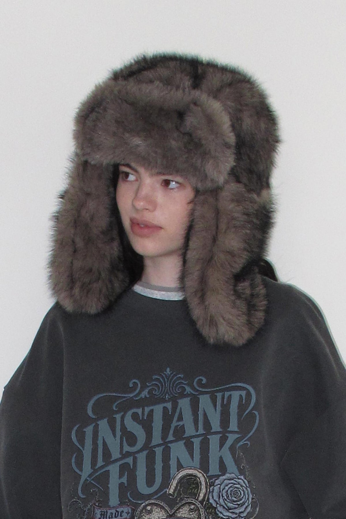 Instantfunk Faux Fur Trapper Hat - Brown