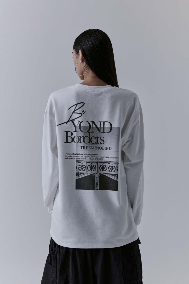 Treemingbird Incision Lettering Over-fit Long Sleeves White