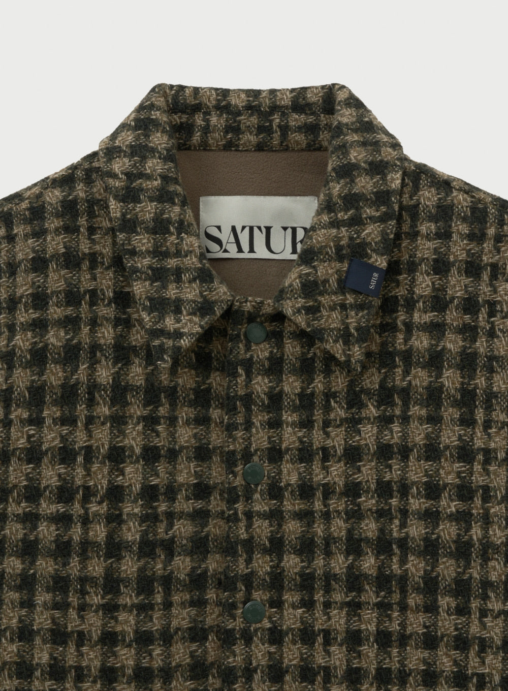 [satur] Check Fleece Shirt Jacket - Khaki