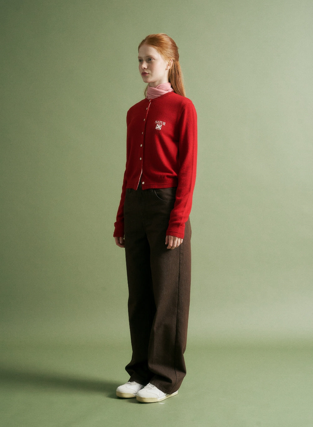 [satur] (W) Midrise Semi Wide Denim Pants - Brown