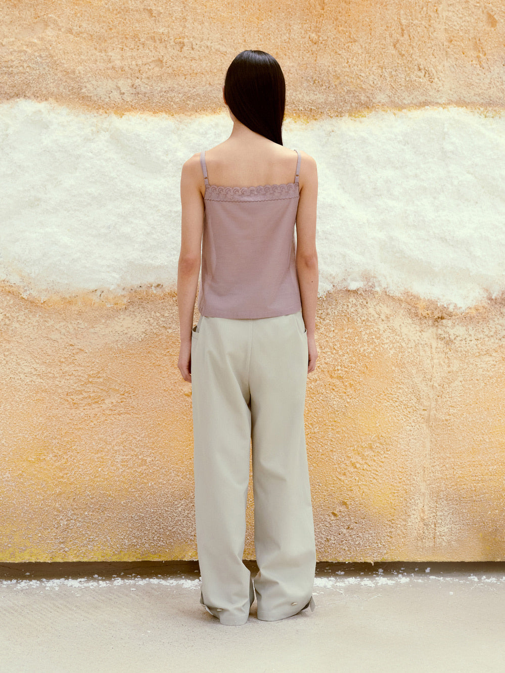 Low Classic See-Through Lace Sleeveless Pink