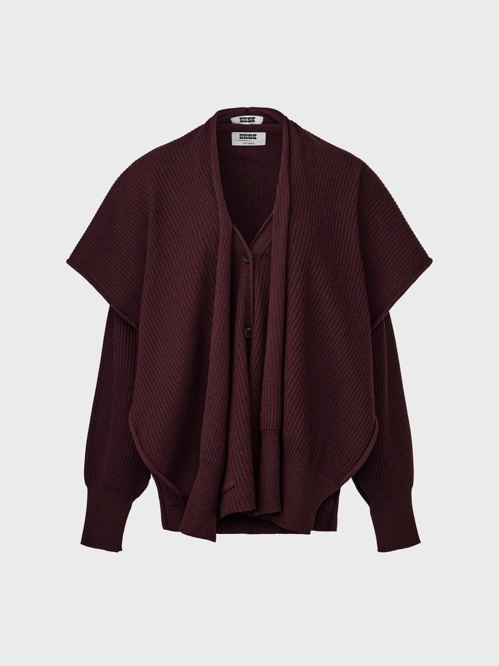 EENK Drape Shawl Collar Cardigan - Brown