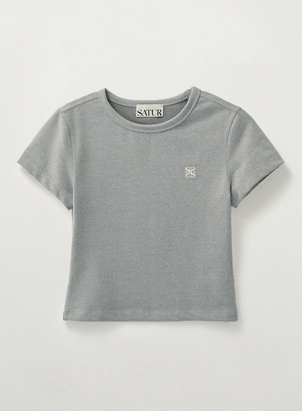 [satur] (W) Essential Basic Logo T-Shirt - Melange Gray