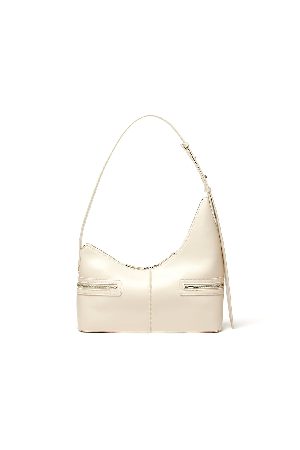 [matinkim] ASYMMETRICAL ZIPPER BAG IN IVORY