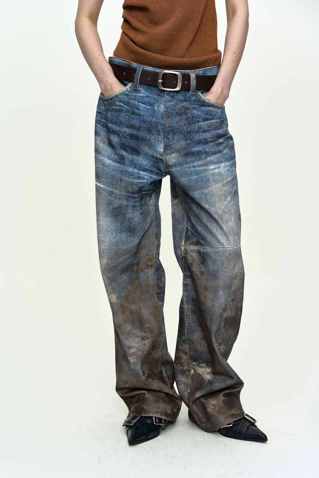 Andersson Bell Unisex Festival Mud Printed Jeans