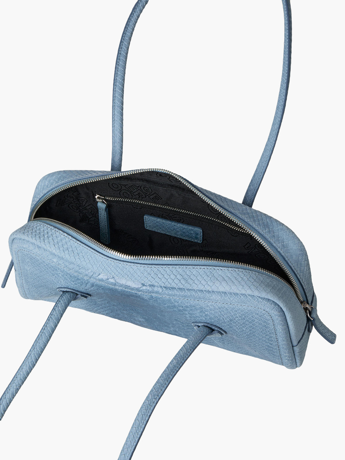 Margesherwood Soft Boston EW blue python effect suede