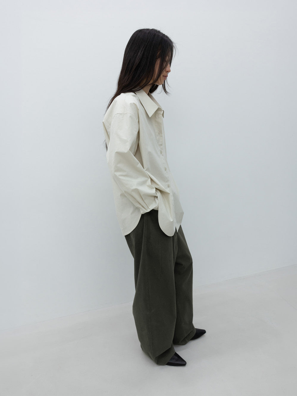Low Classic Oversized Cotton Shirt Light Beige