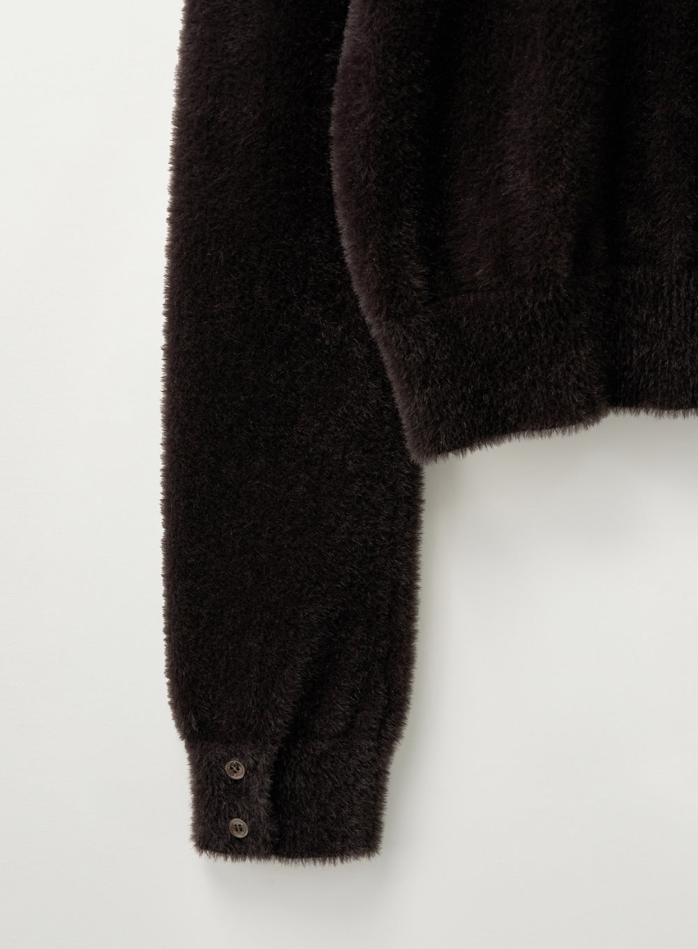 [satur] (W) Hairy Collar Knit Cardigan - Dark Brown